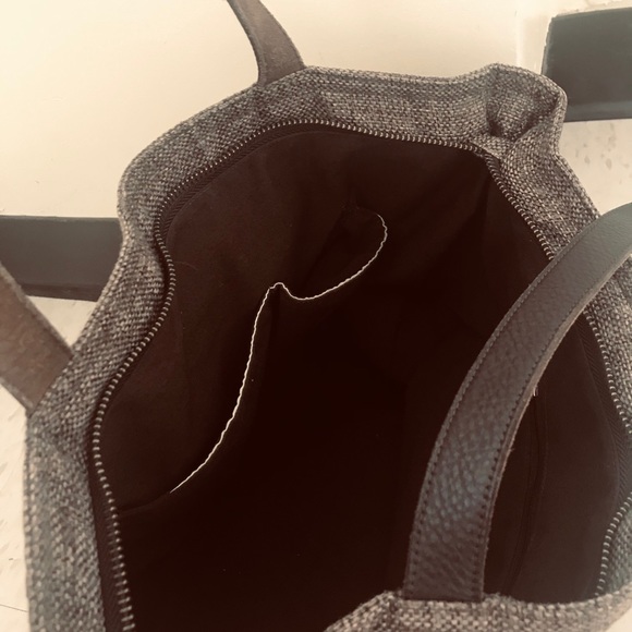 Wool Tote bag with leather handles - Picture 3 of 9